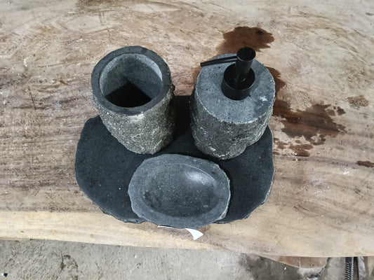 Andesite Stone Bathroom Set | 409 | Hand-Carved Volcanic Rock