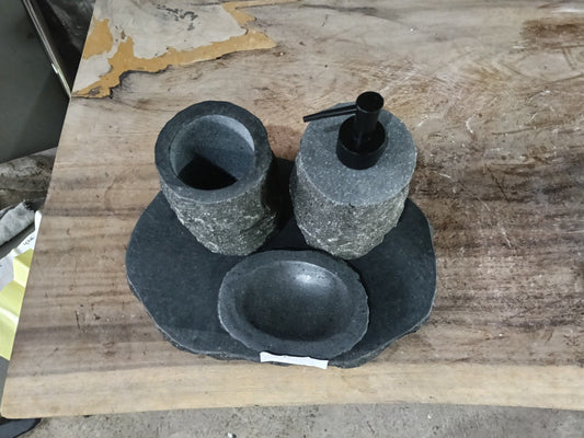 Andesite Stone Bathroom Set | 420 | Hand-Carved Volcanic Rock