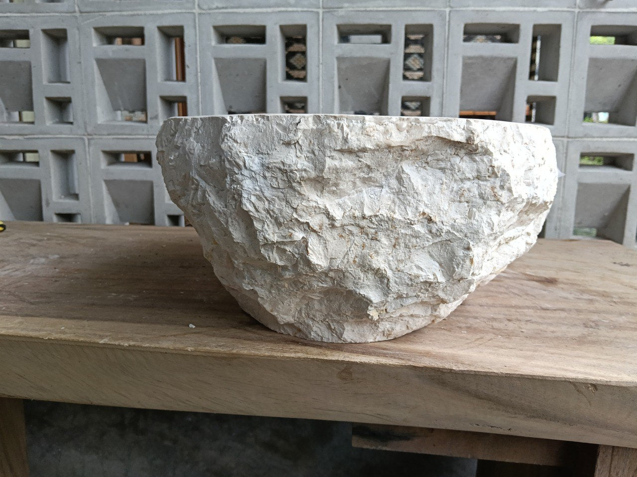 Right side angle of natural marble bathroom basin