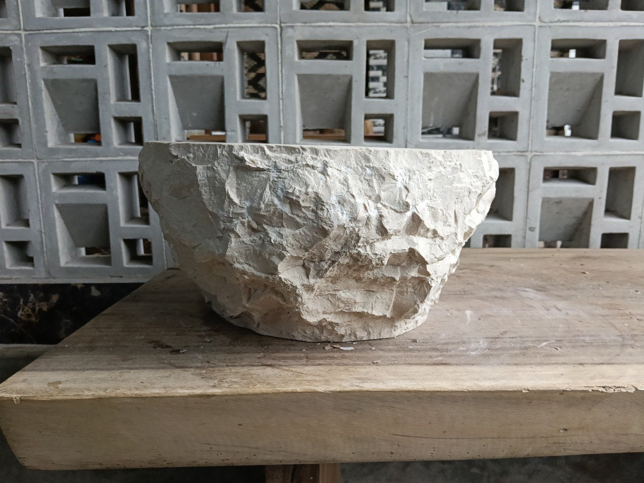 Back side showing natural marble rough exterior