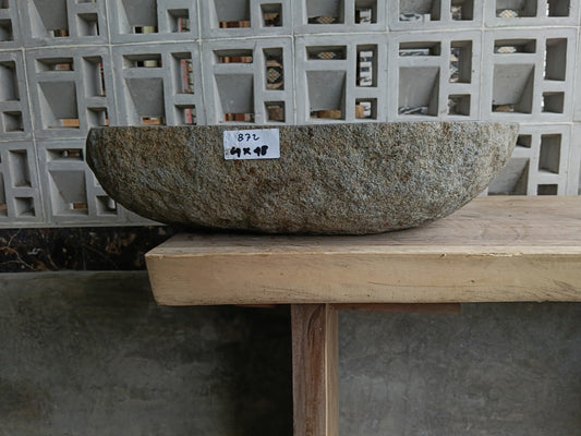 Front view of 6872-6448 river stone basin — polished interior