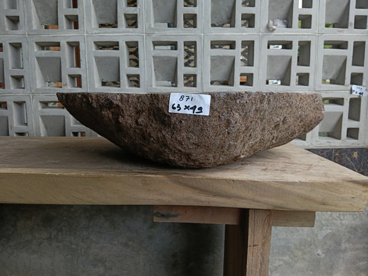 Front view of 6871-6349 river stone basin — polished interior