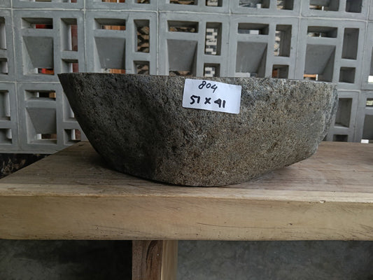 Front view of 6804-5141 river stone basin — polished interior