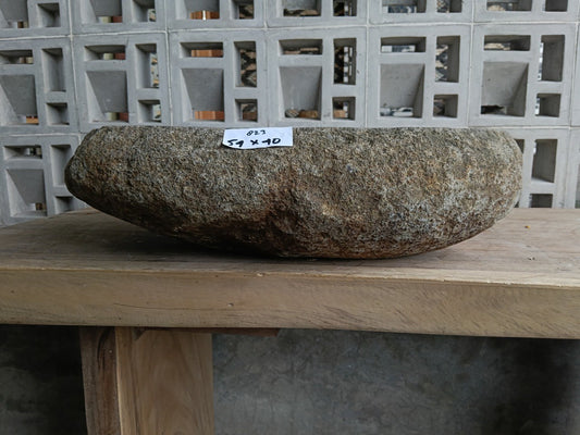 Front view of 6823-5440 river stone basin — polished interior