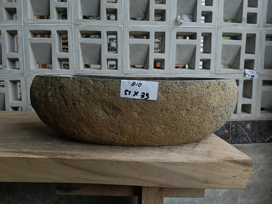 Front view of 6810-5133 river stone basin — polished interior