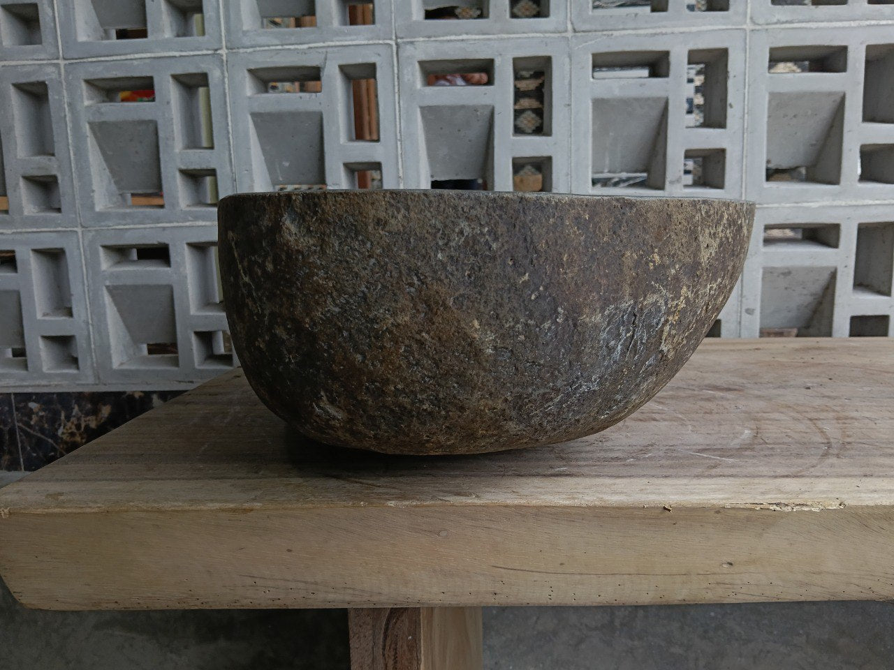 Right side of 6860-5436 handcrafted stone basin