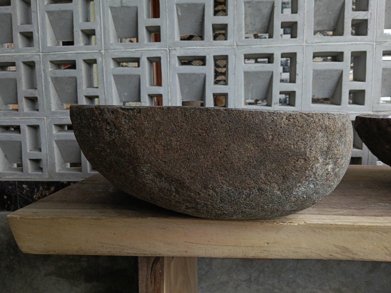 Left side of 6870-5443 organic river stone sink