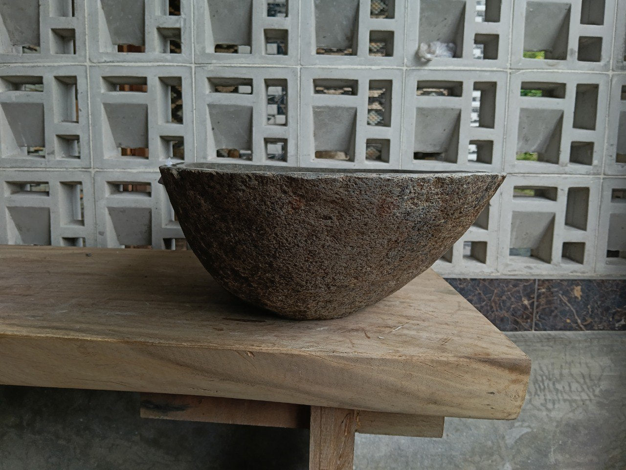 Left side of 6777-6338 organic river stone sink