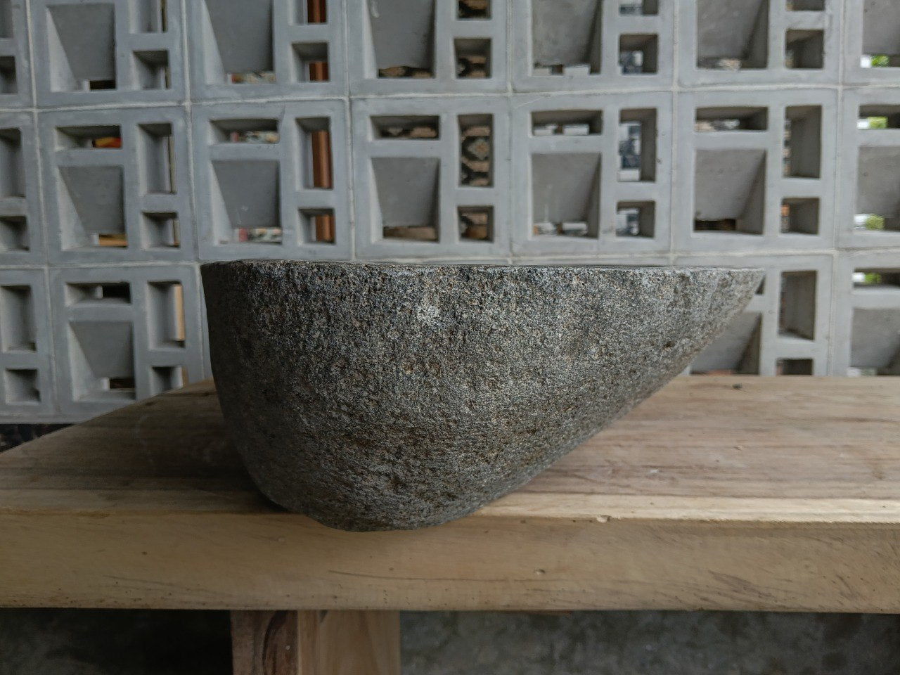 Left side of 6756-6039 organic river stone sink