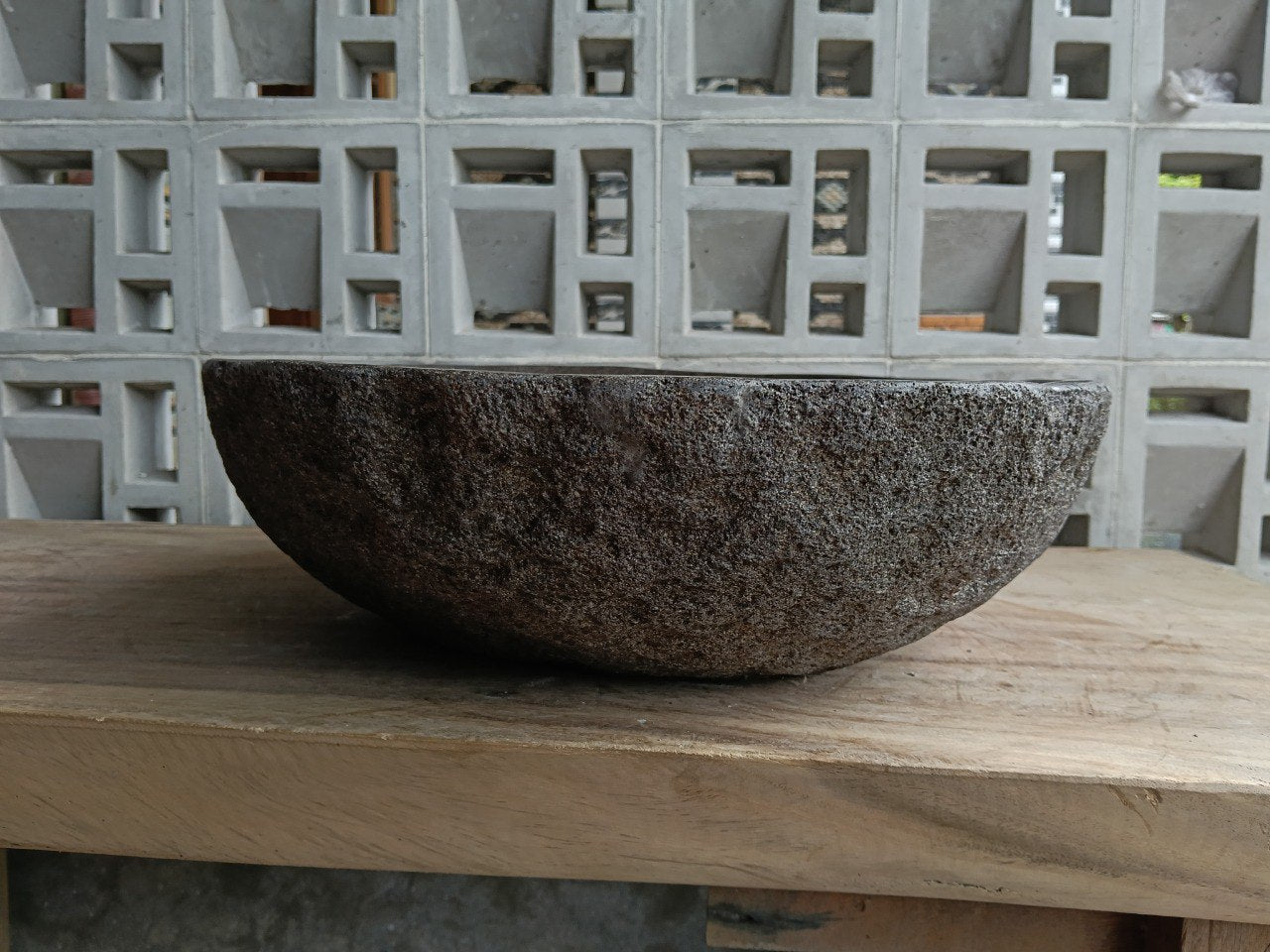 Left side of 6742-5243 organic river stone sink