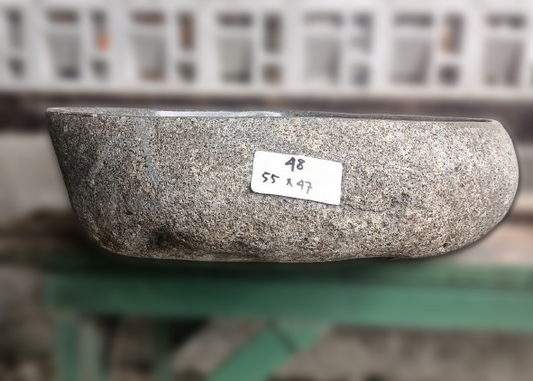 Natural River Stone Sink 6048-5547 (6048-2119) - Handcrafted Stone Vessel for Bathroom