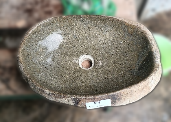 Natural River Stone Sink 6067-5234 (6067-2013) - Handcrafted Stone Vessel for Bathroom