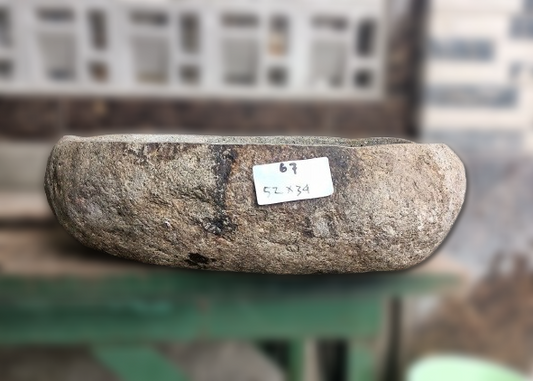 Natural River Stone Sink 6067-5234 (6067-2013) - Handcrafted Stone Vessel for Bathroom