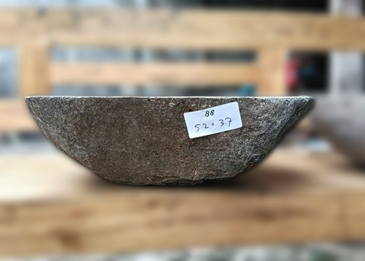 Natural River Stone Sink 6088-5237 (6088-2015) - Handcrafted Stone Vessel for Bathroom