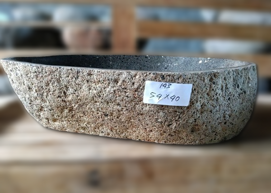 Natural River Stone Sink 6143-5440 (6143-2116) - Handcrafted Stone Vessel for Bathroom