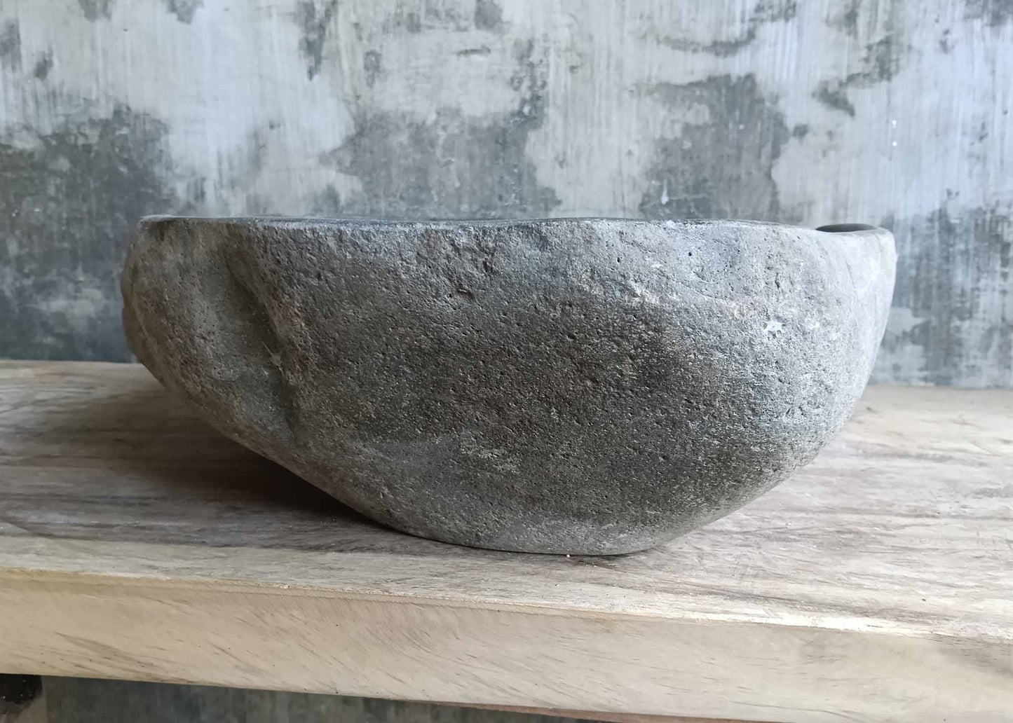 Right angle of polished organic sink in gray stone – 6553-4943