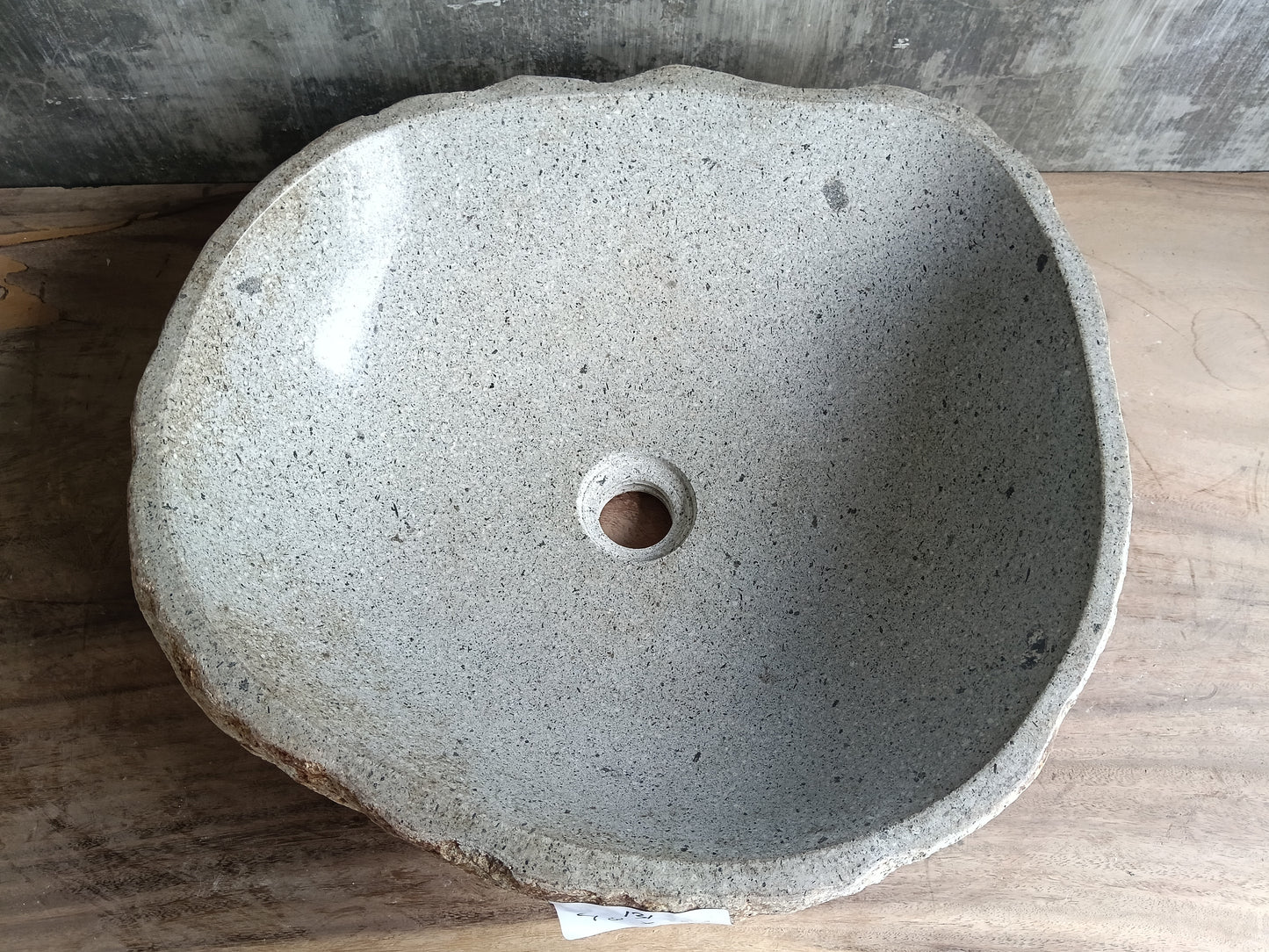 Top view of river stone sink 6131-4846 with smooth light gray speckled interior