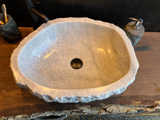 Onyx stone sink OSS-5084 showing its smooth basin and natural stone pattern