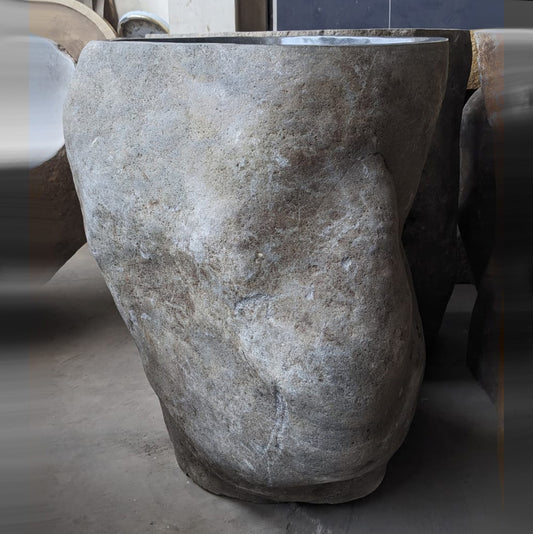 River Stone Pedestal Sink | RSP-29.19 | Natural Unfinished Gray