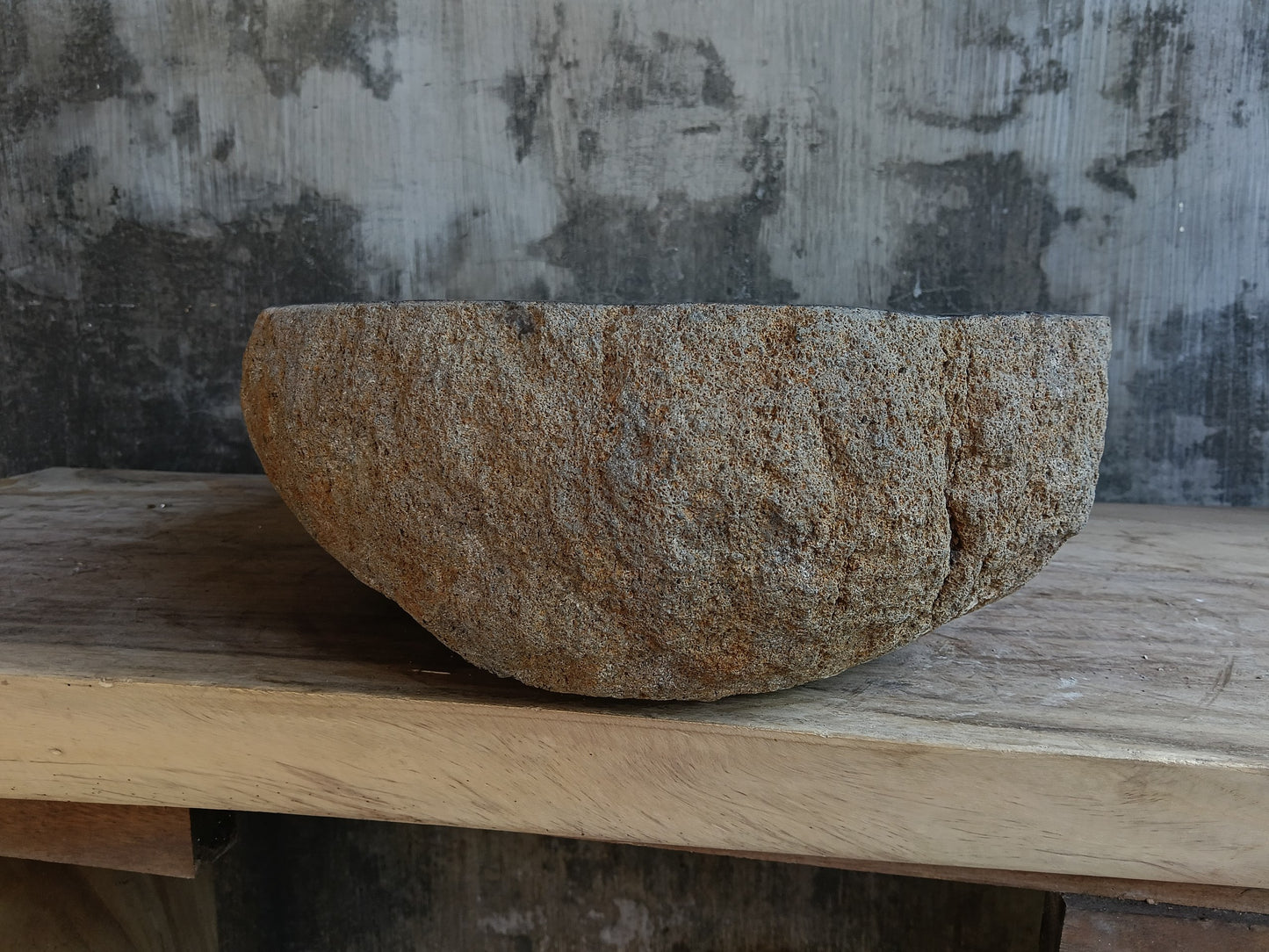 Right side of polished interior river stone sink 6813-5337