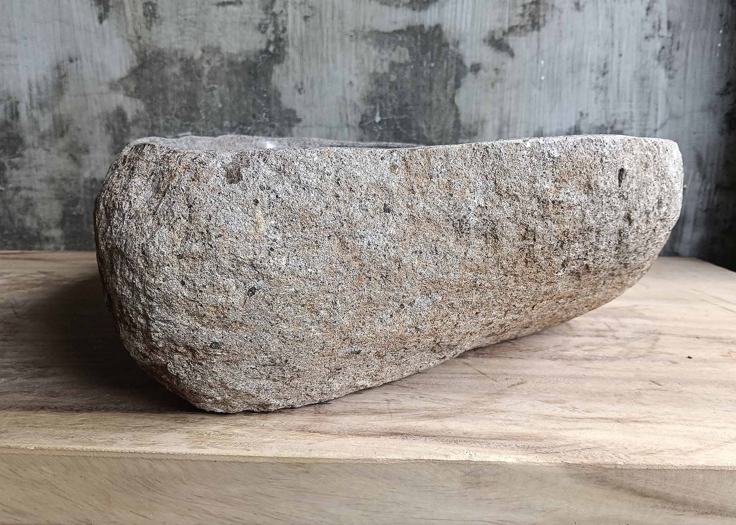 Left side angle of triangular stone basin 6001-4535 with gray finish
