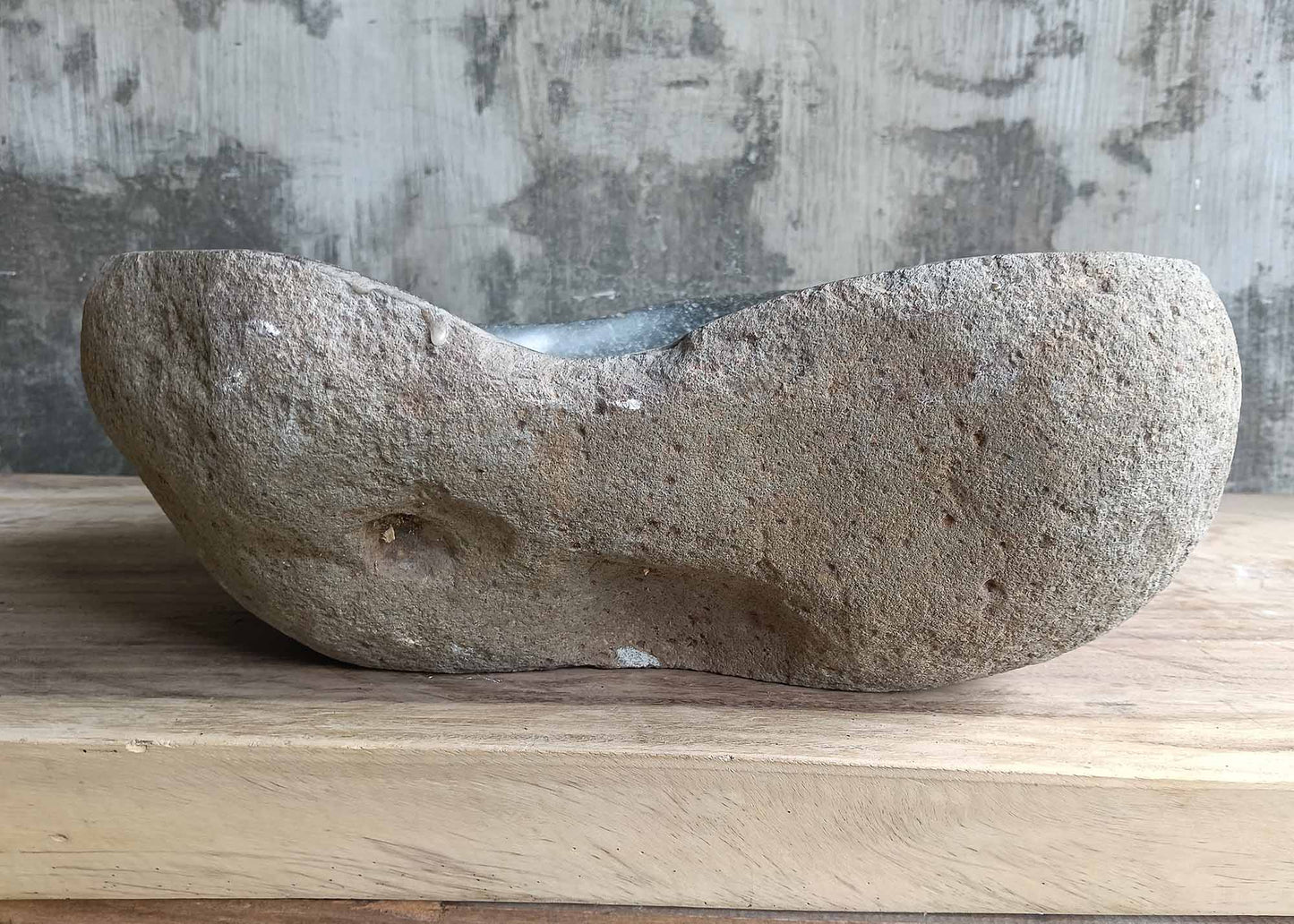 Right view of triangular stone sink 6064-4338 highlighting natural form
