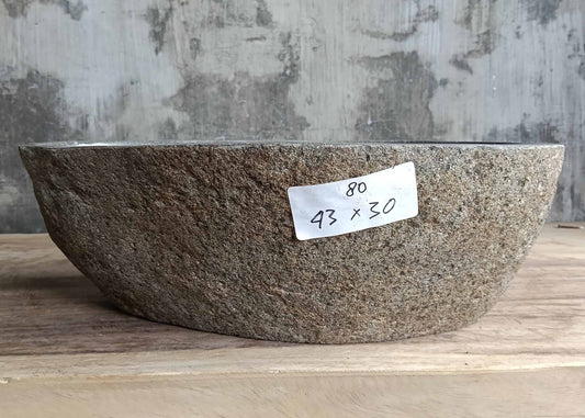 Front view of handcrafted sink 6080-4330 showing organic shape and raw edge
