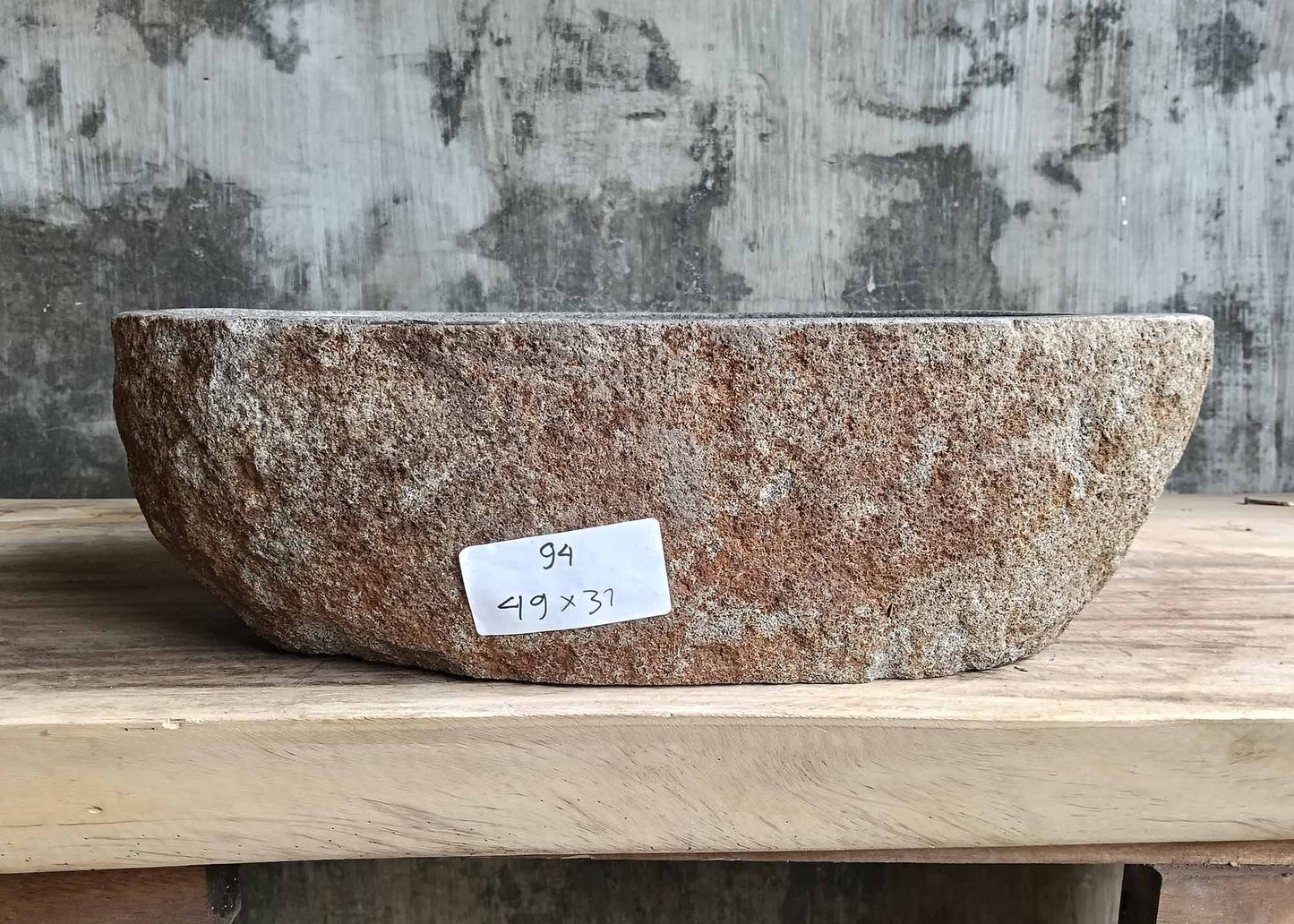 Backside of stone sink 6094-4931 showing raw textured exterior
