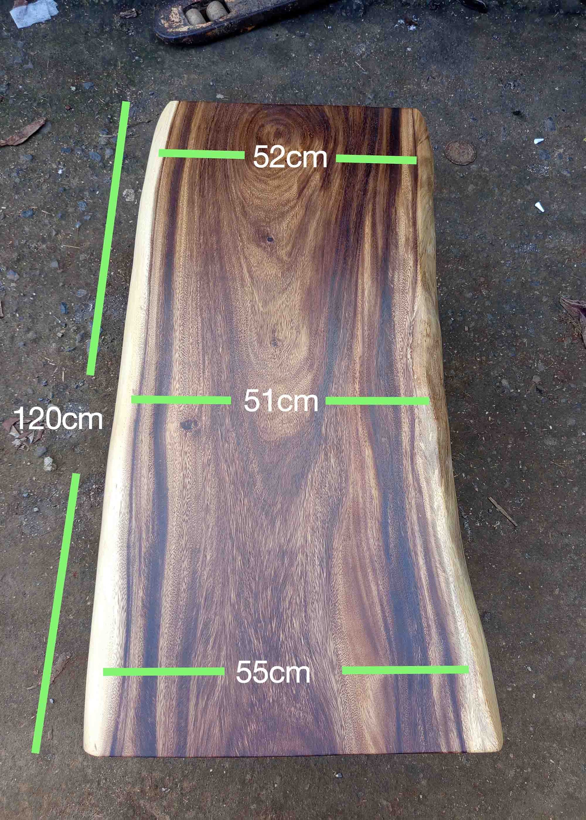 Front view of live edge suar wood slab, warm tones – SKU ST1002


