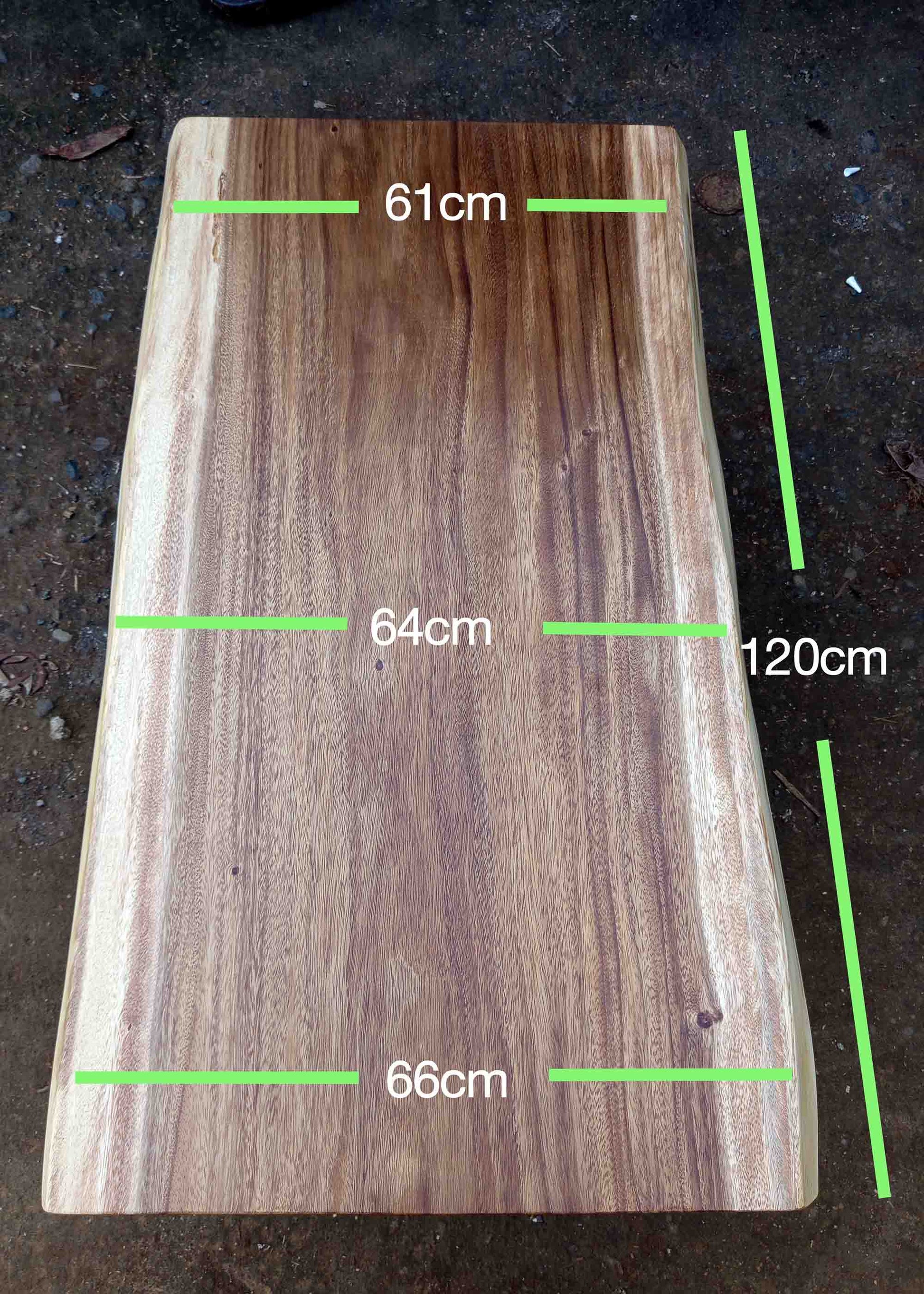 Front view of live edge suar wood slab, warm tones – SKU ST1003

