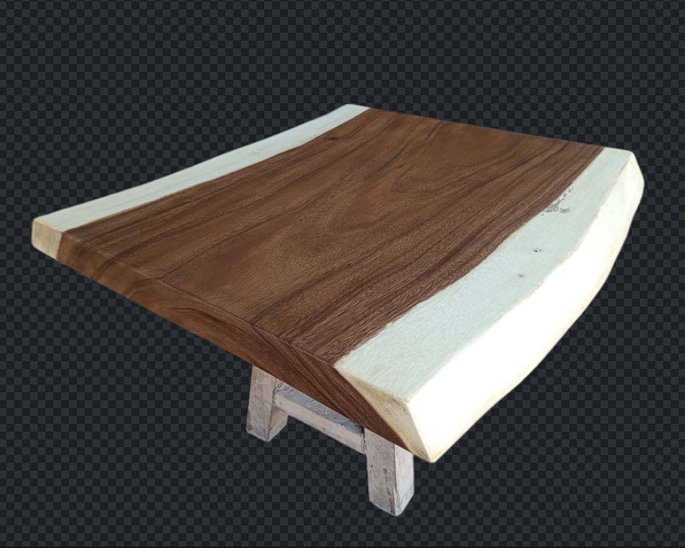 Bottom view of suar wood slab showing live edge – SKU ST1005
