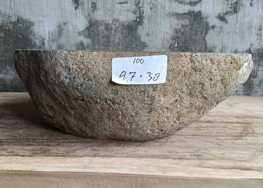 Front angle of handcrafted triangular sink 6100-4738 with natural edges
