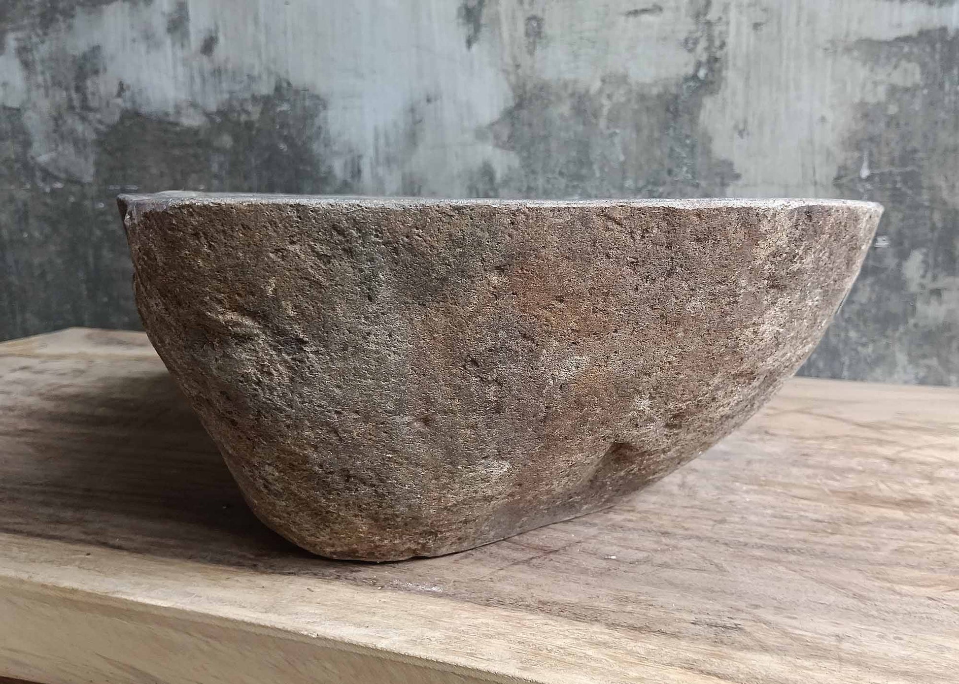 Left angle of natural stone sink 6102-4935 showing subtle streaks
