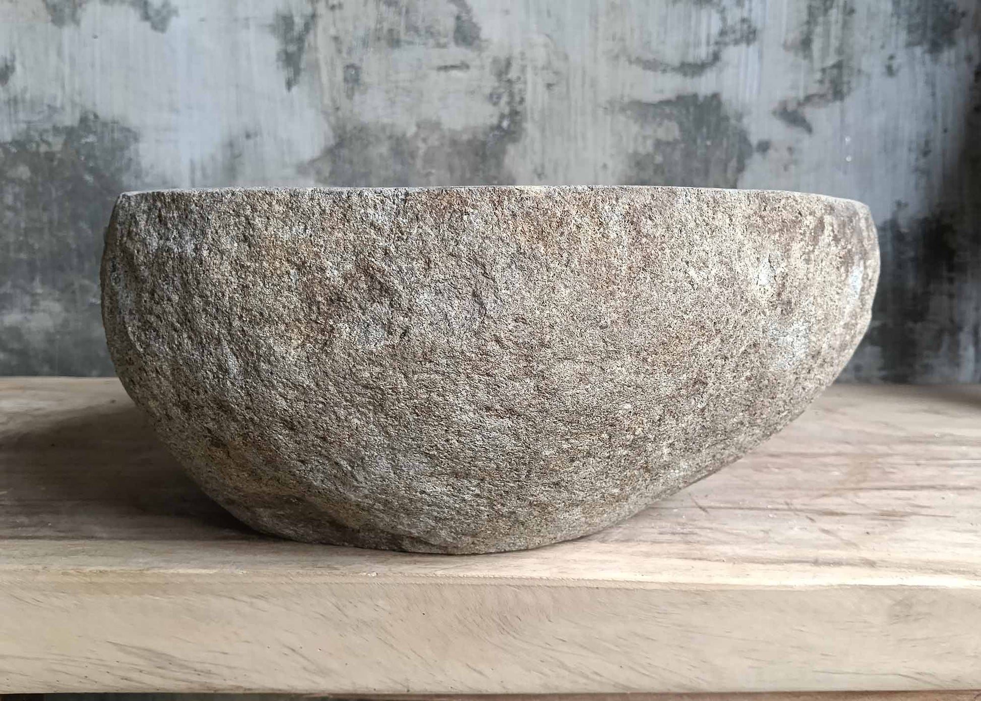 Right profile of dark gray stone sink 6107-4535 with organic lines
