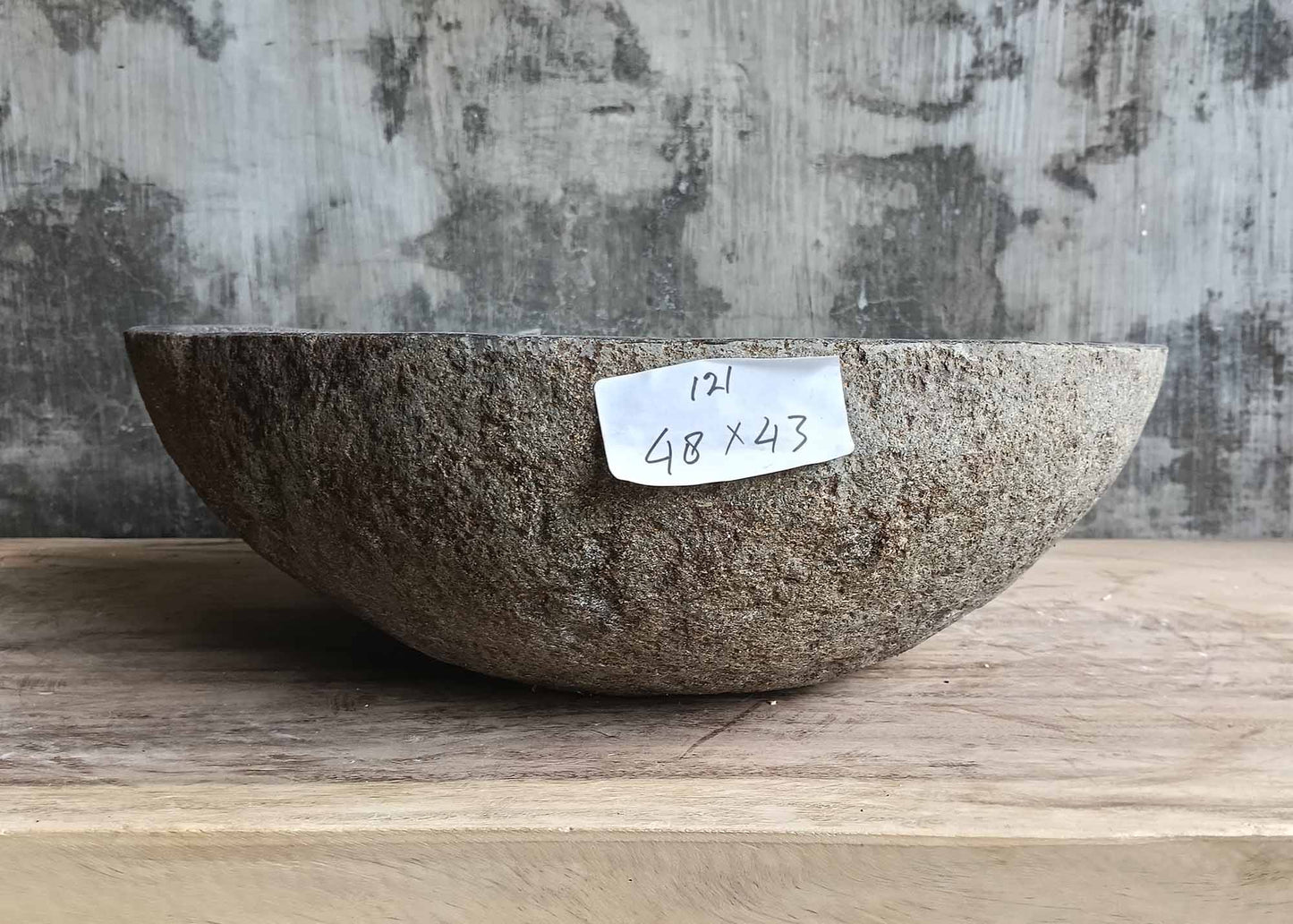 Front angle of oval stone sink 6121-4843 showing rough outer texture
