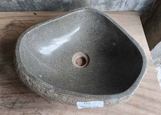 River Stone Sink | 6125-4334 | 17″×13″ Triangular Green-Gray Natural Rough Edge