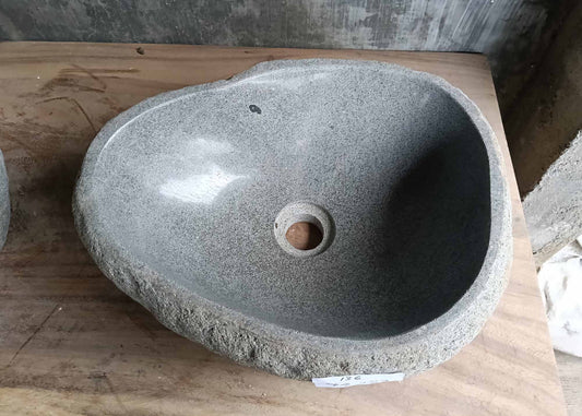 Top view of river stone sink 6136-4432 with light gray polished interior
