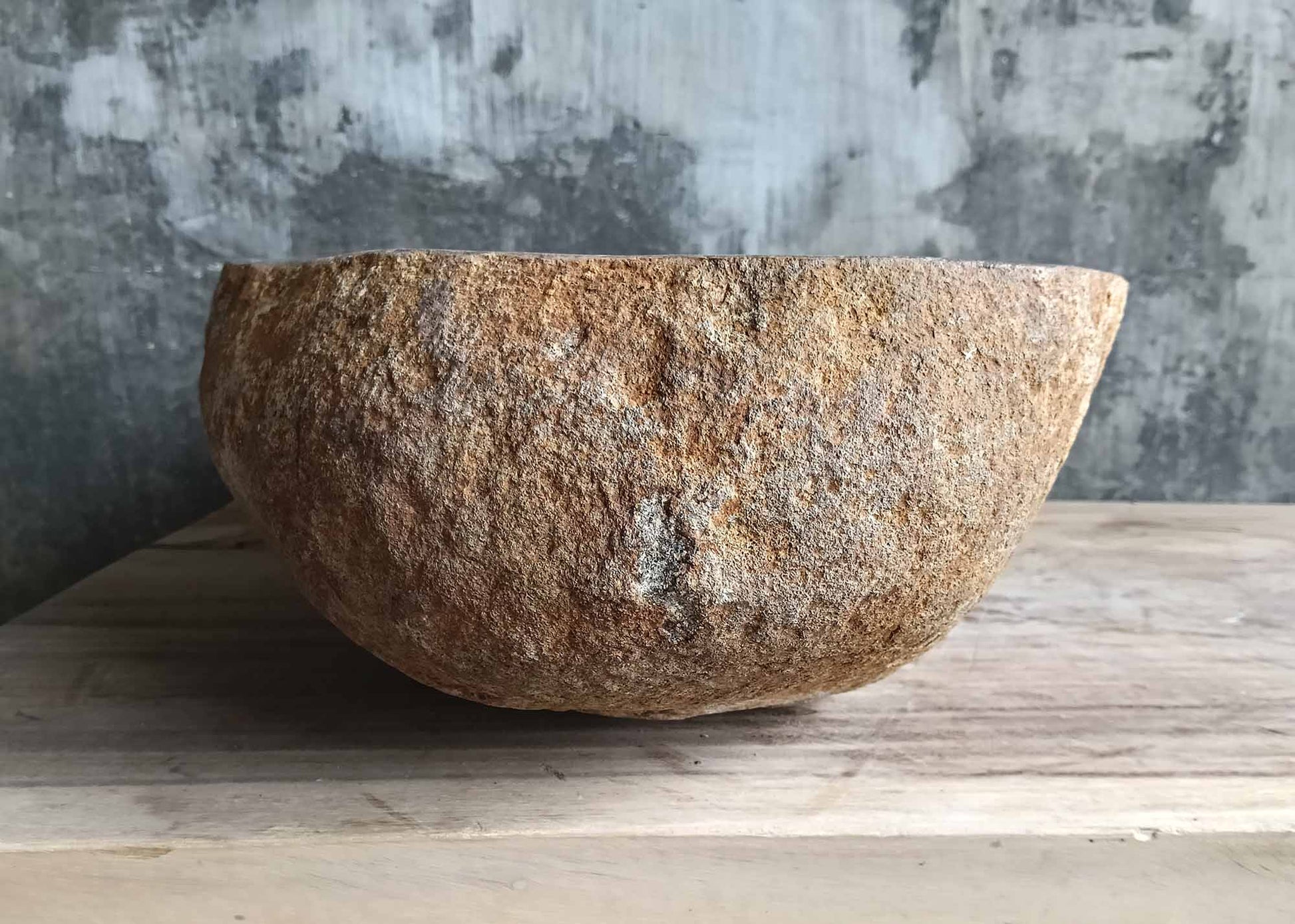 Right side of sink SKU 6170-5437 with organic triangular profile and rich stone coloring
