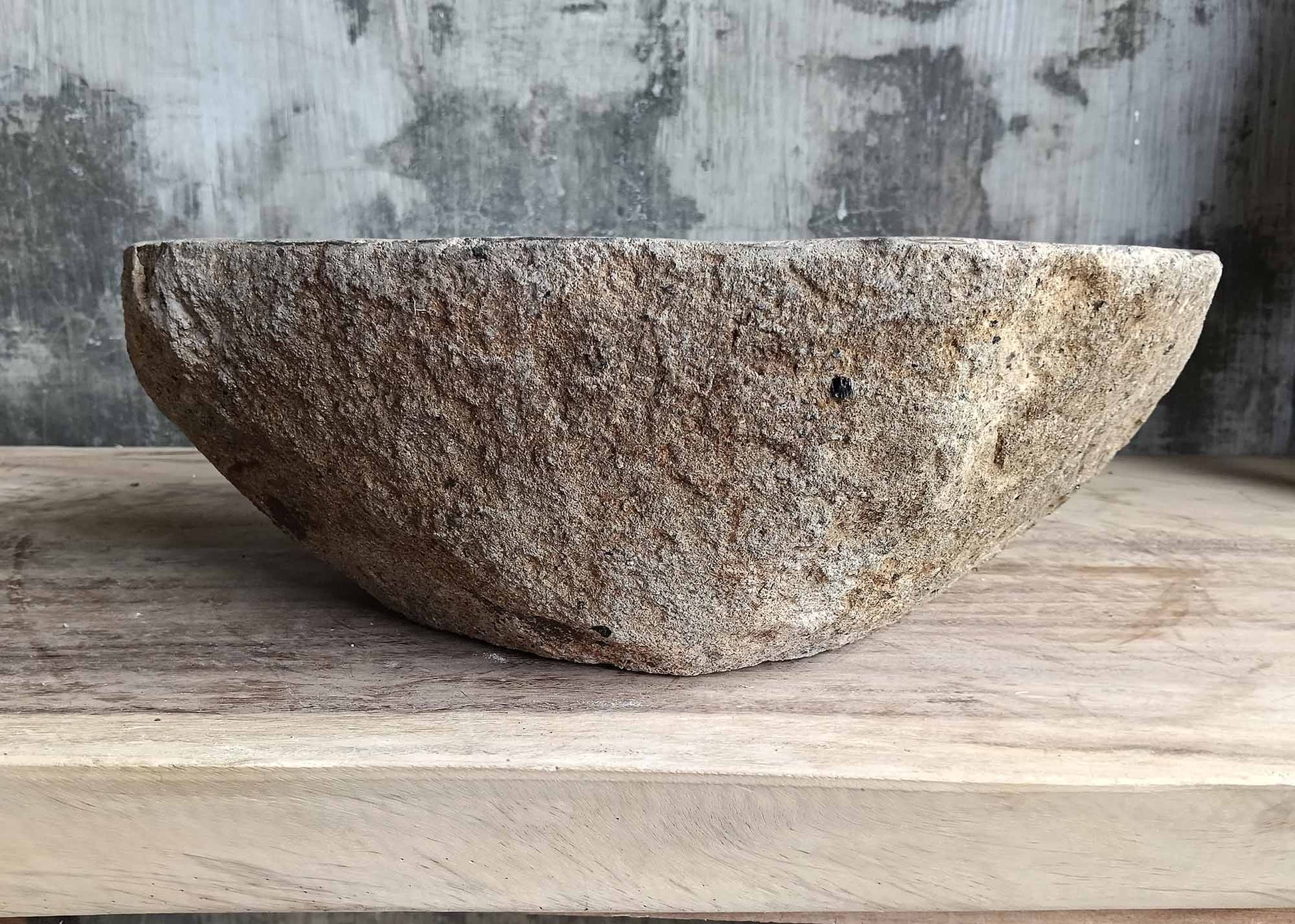 Back view highlighting rugged natural stone texture of sink 6173-4332
