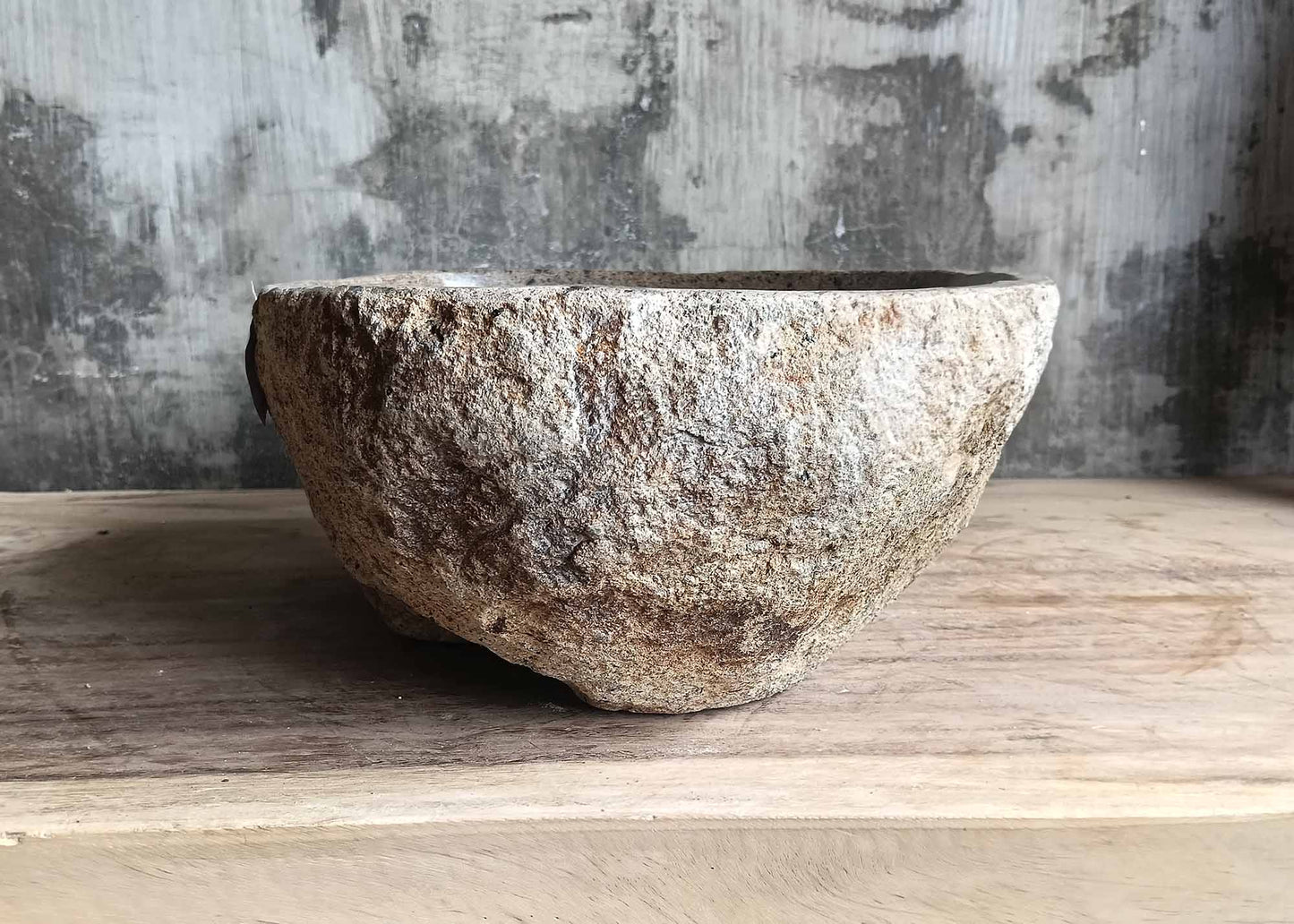 Left side detail of speckled stone vessel sink – irregular shape – 6173-4332
