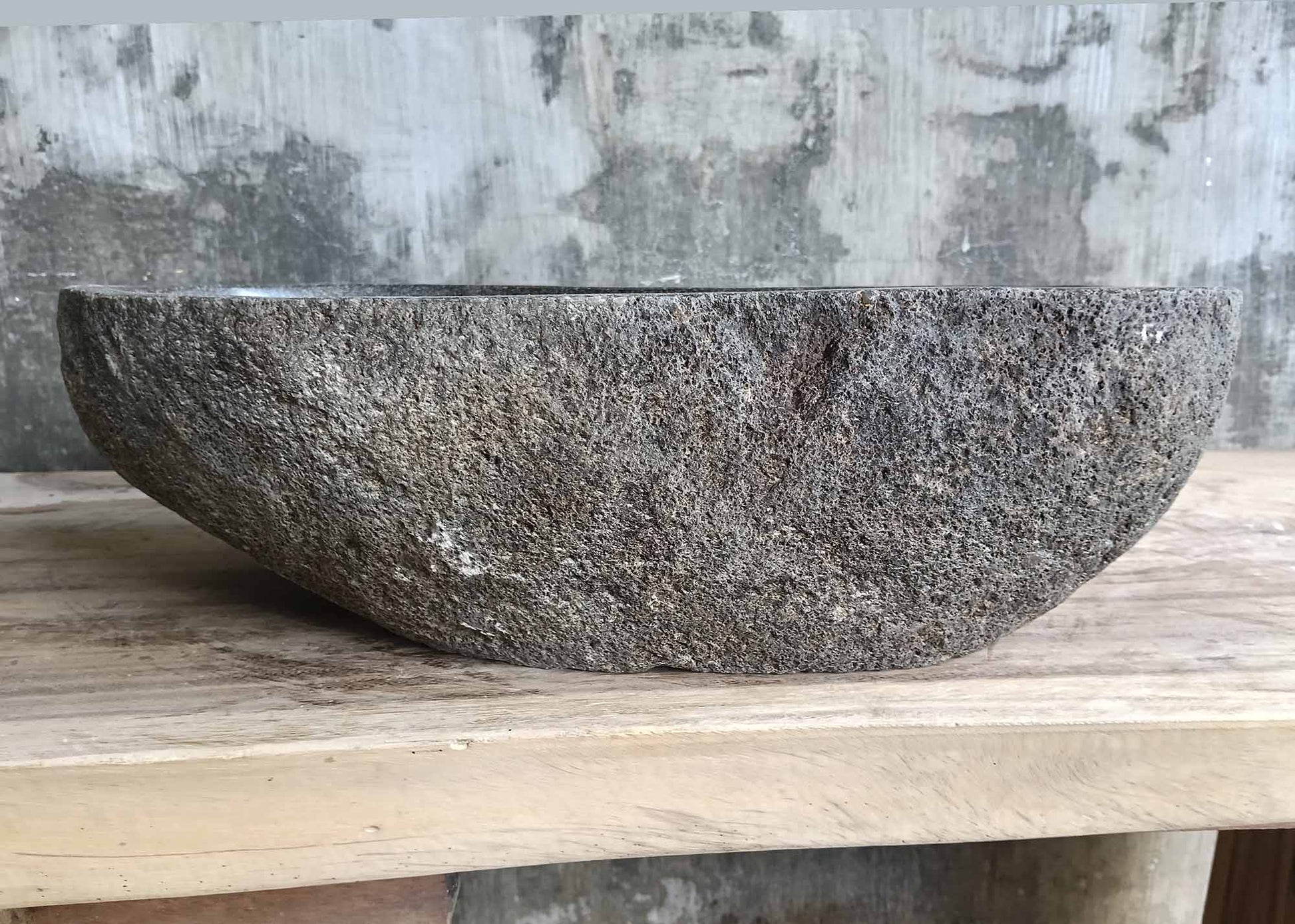 Back side of stone sink 6275-5230 showing rugged natural surface and compact profile
