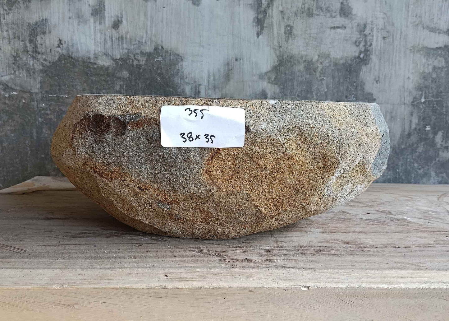 Handcrafted River Stone Sink – 15″ × 14″ – 6355