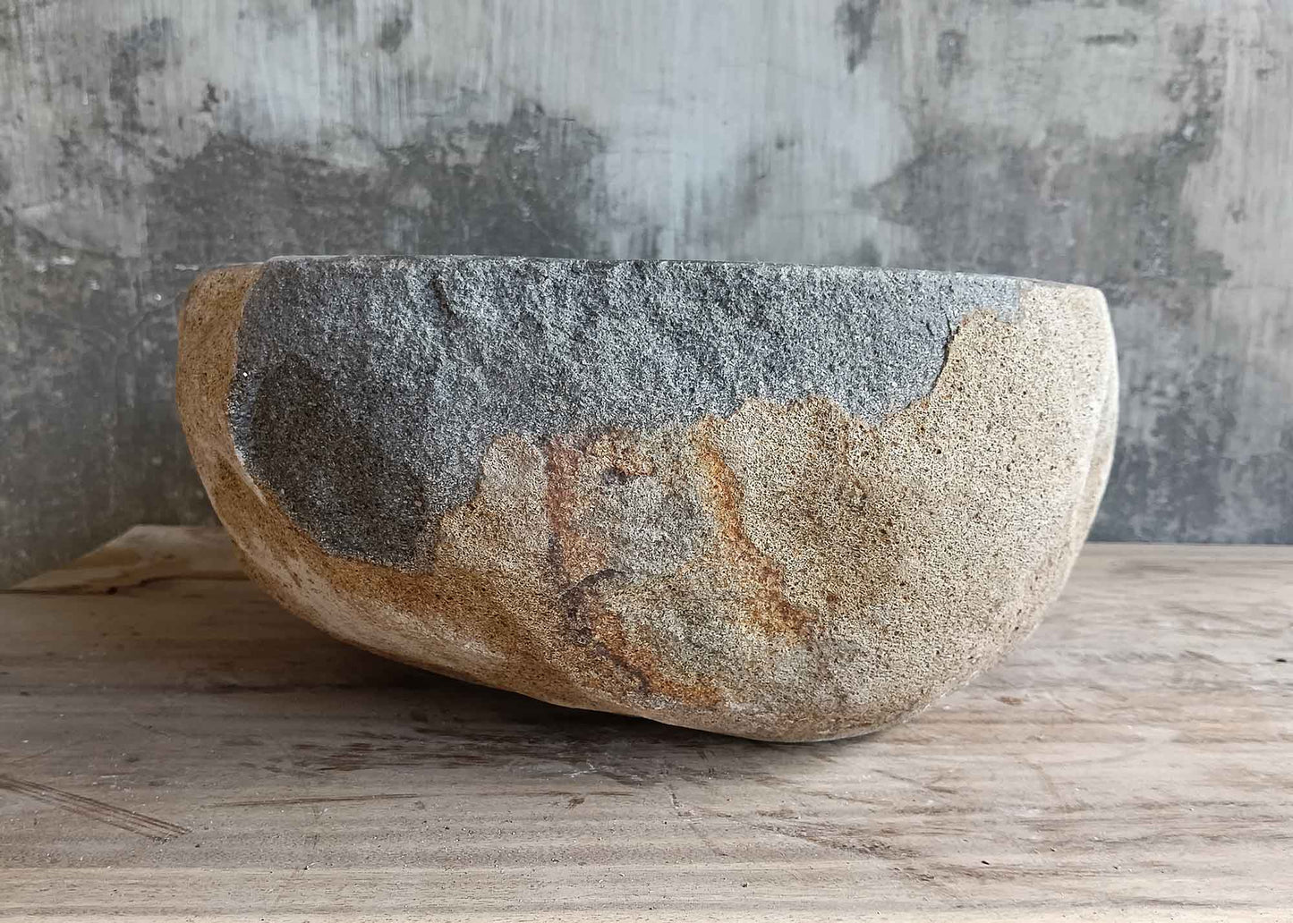 Handcrafted River Stone Sink – 15″ × 14″ – 6355