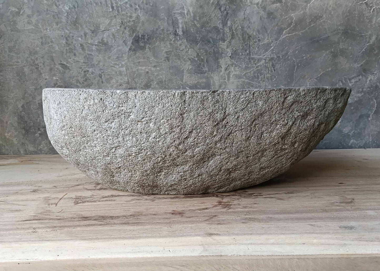 Hand-shaped sandy stone river sink – front view
