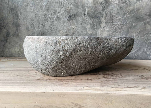 One-of-a-kind sculpted edge river stone sink – front view
