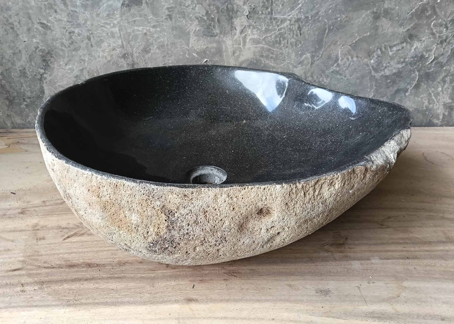 Back of river stone sink showing textured natural stone – 6398-5247
