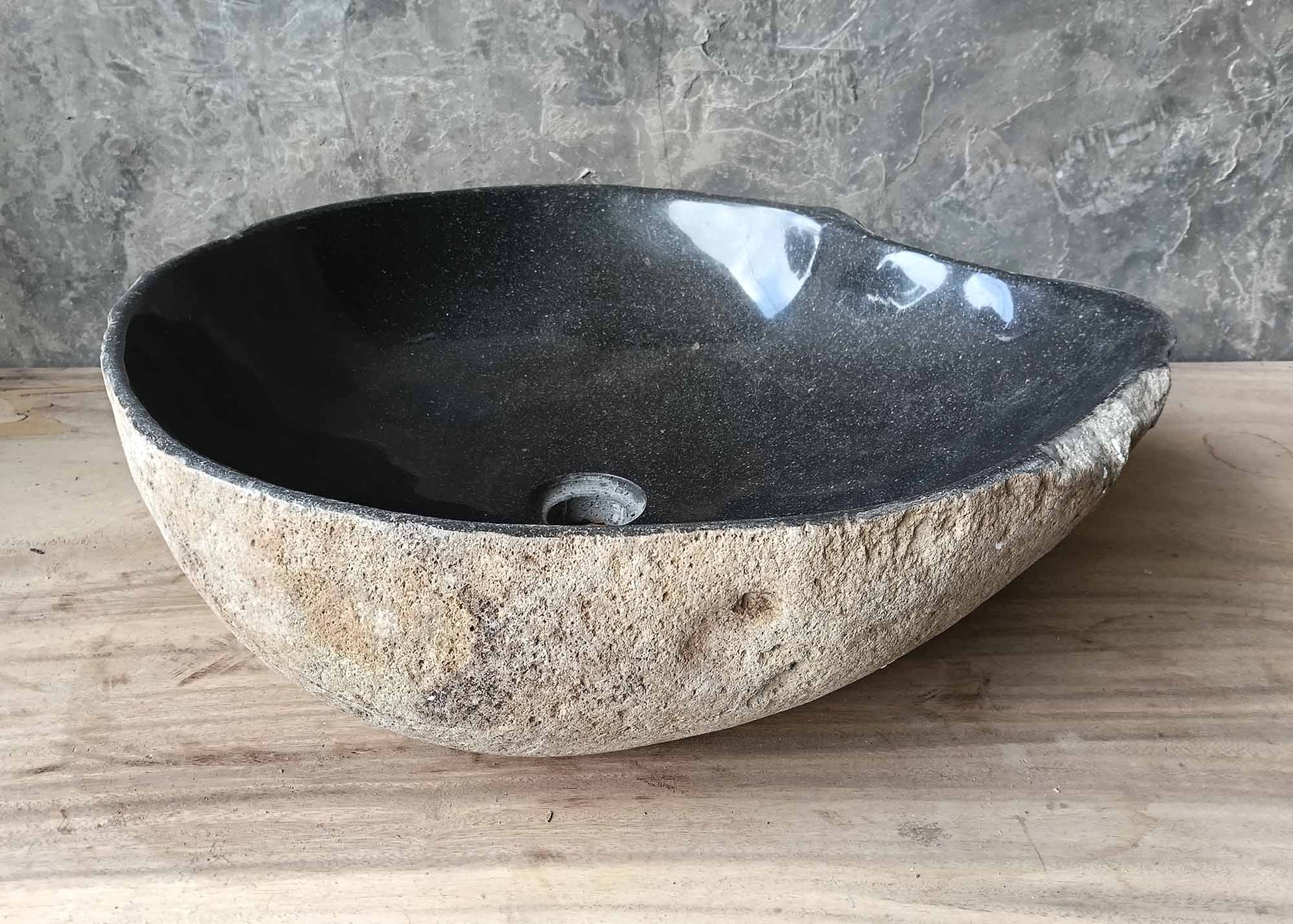 Back of river stone sink showing textured natural stone – 6398-5247
