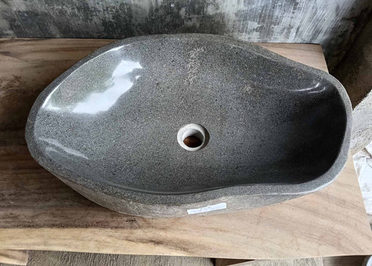 Top view of gray asymmetrical river stone sink – 6426-5836
