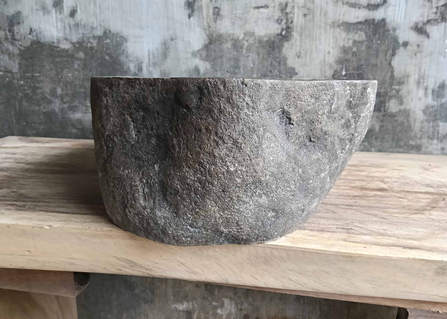 Right side of handcrafted green basin with flowing contours – 6428-5332
