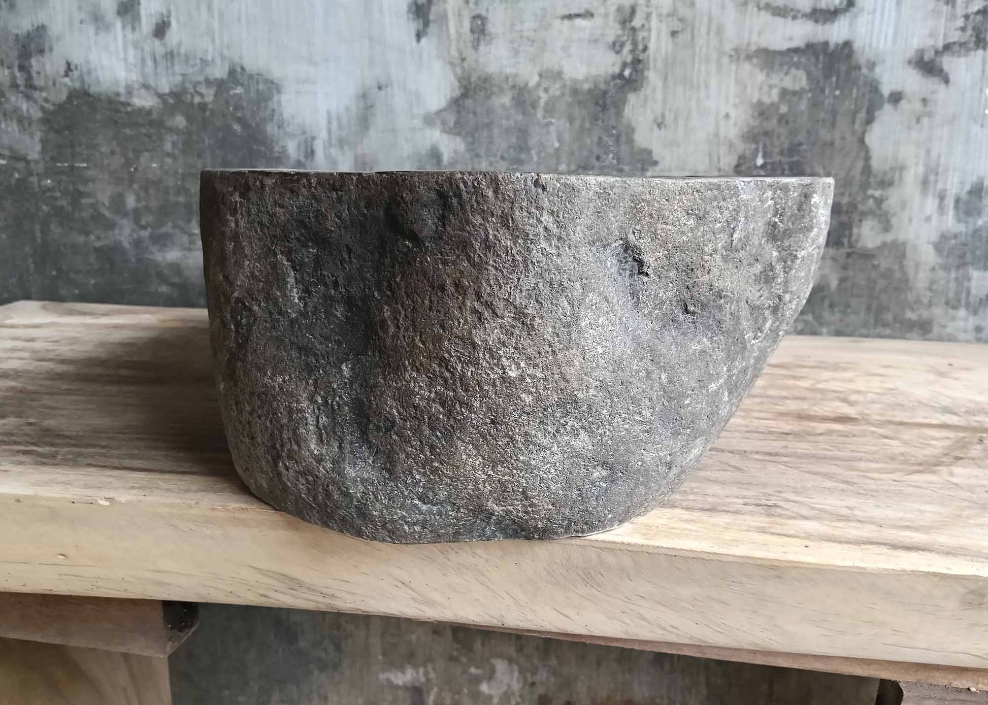 Right side of handcrafted green basin with flowing contours – 6428-5332
